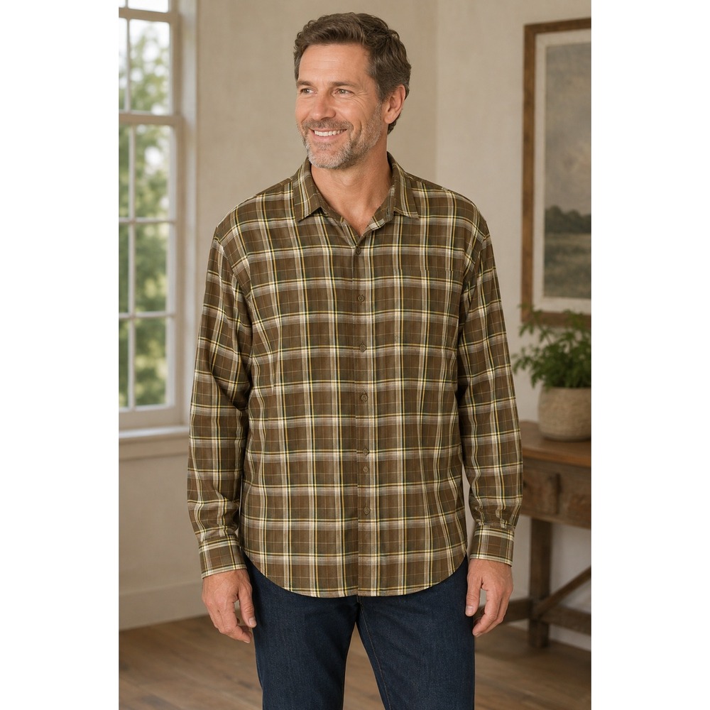 Toad & Co Shirt Men's XL Long Sleeve Mixologist Plaid Outdoor Brown